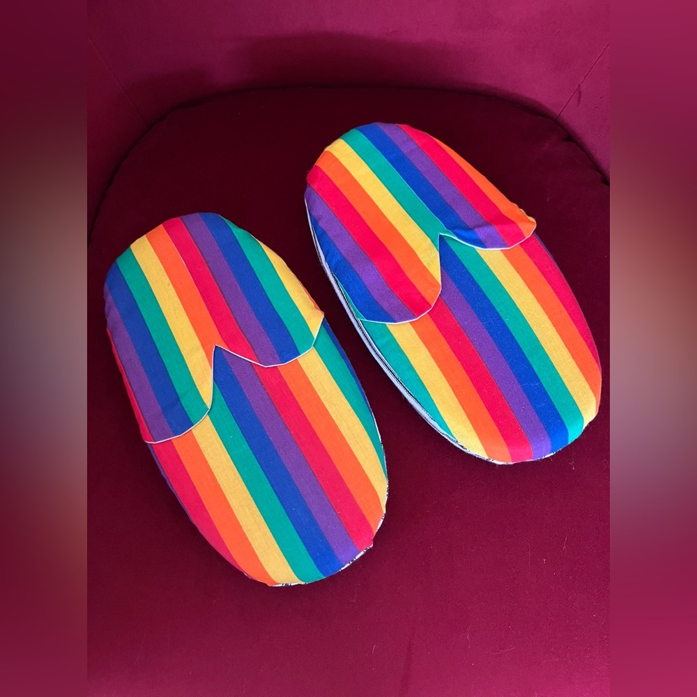 Handmade/ Sewn Rainbow Slippers